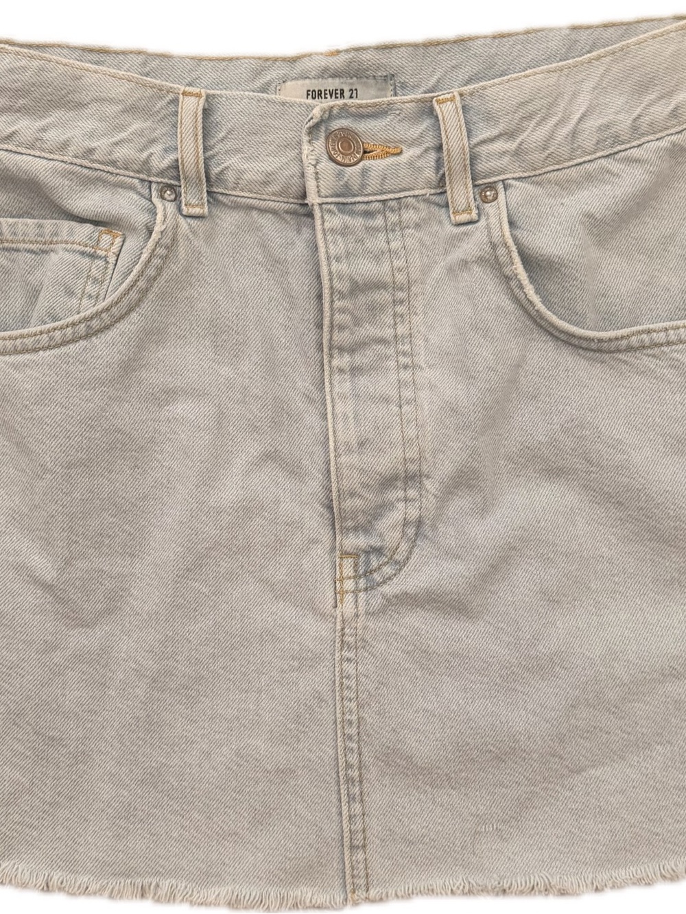 Forever 21 Pale Blue Denim Mini Skirt with rough edge hem